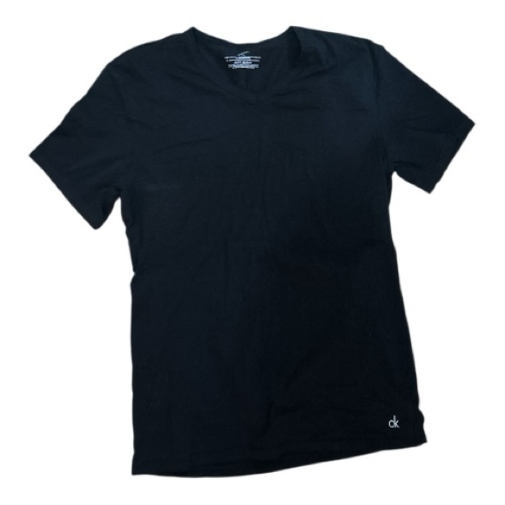CALVIN KLEIN Black Men’s V-Neck T-shirt Soft Cotton Blend Size Large